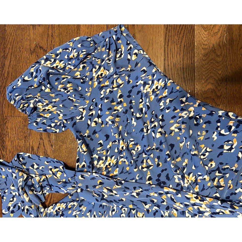 Nine West Womens XL Blue Leopard Print One Shoulder Tie Waist Mini Dress XL - Picture 6 of 8